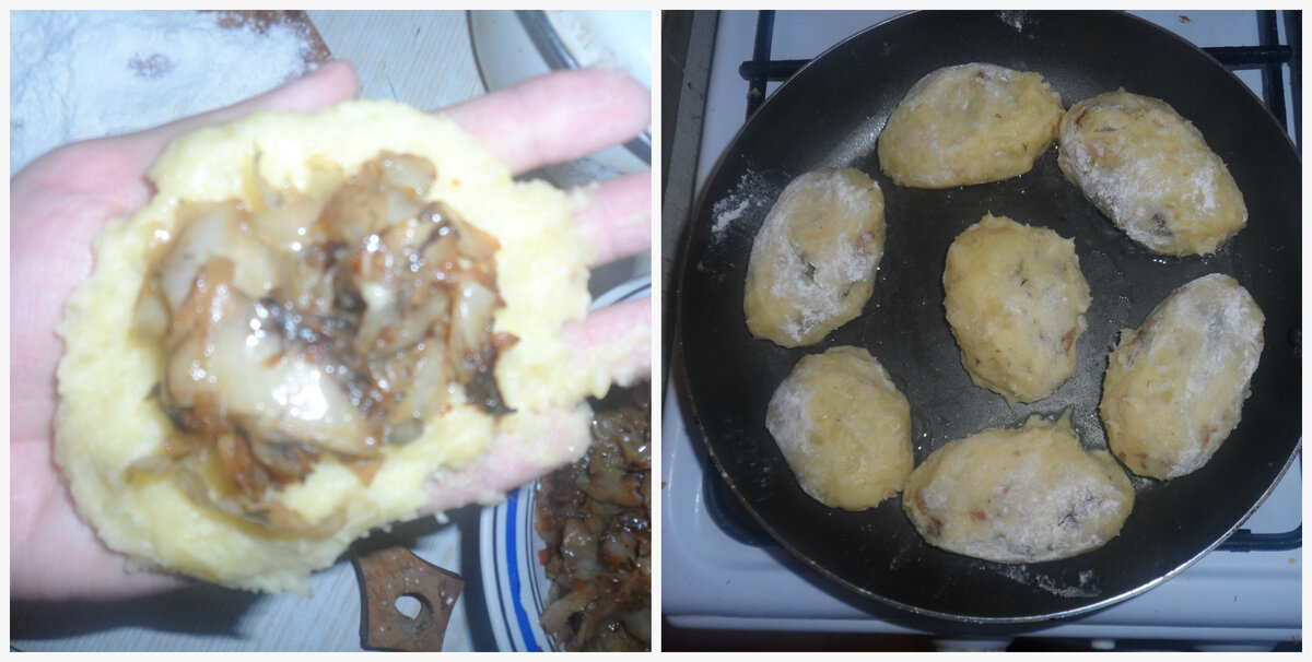 Картофельные пирожки с мясом, капустой и яйцом с луком