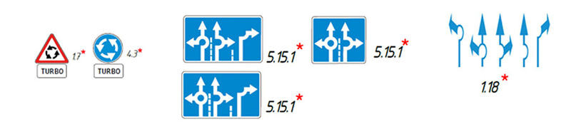 Новые знаки, обозначающие "турбоперекрёсток"