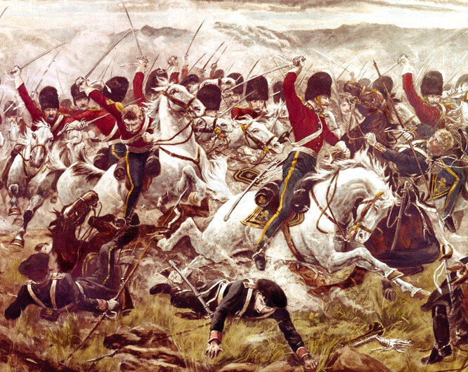 Атака тяжелой кавалерии. Иллюстрация Stanley Berkeley, 1890. National Army Museum, London