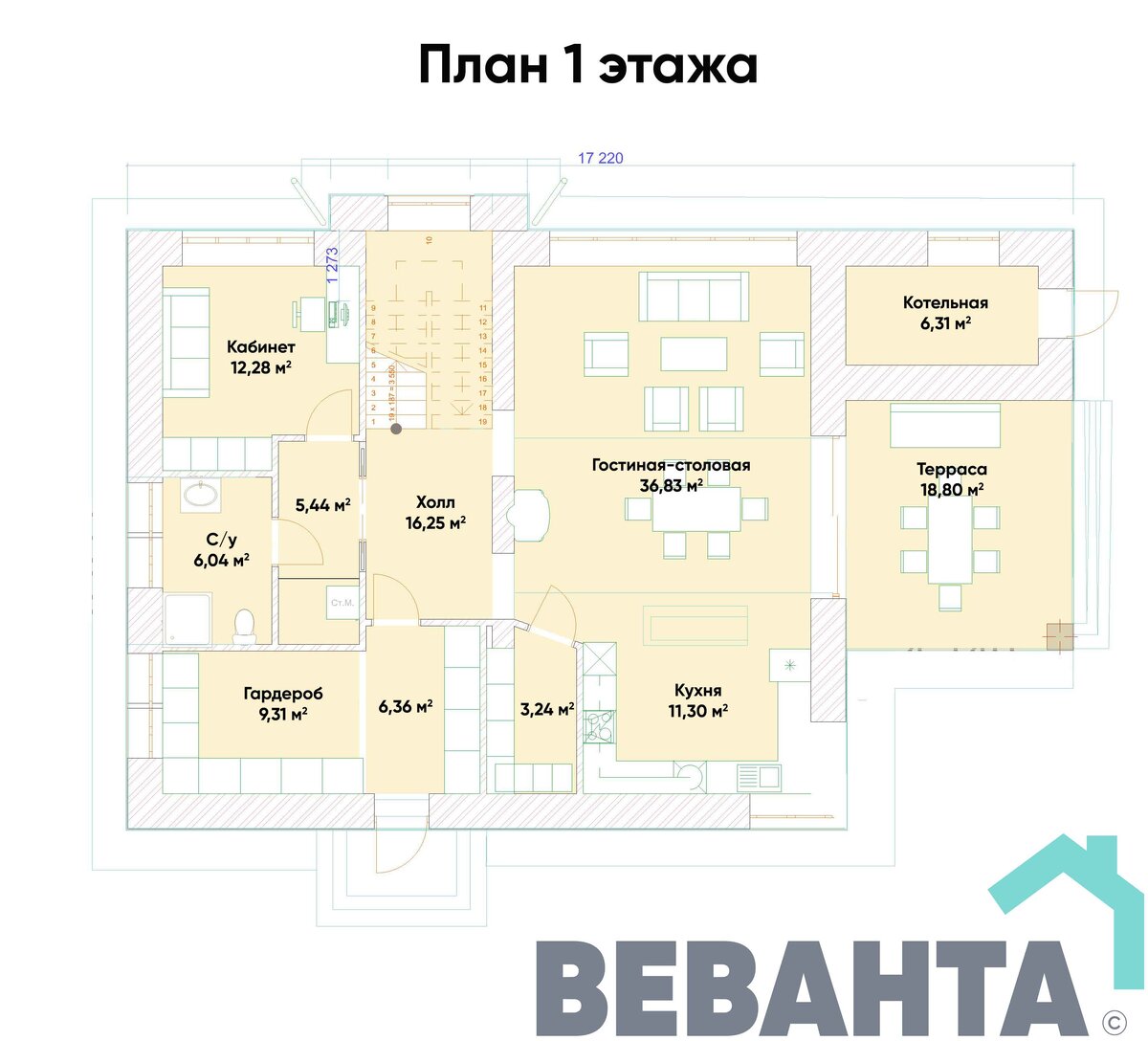 Дом, который понравится большой семье. Общая S=220,5 кв.м. + 2 террасы S=50, 36 кв.м. | СК Веванта | Москва | Тюмень | Дзен