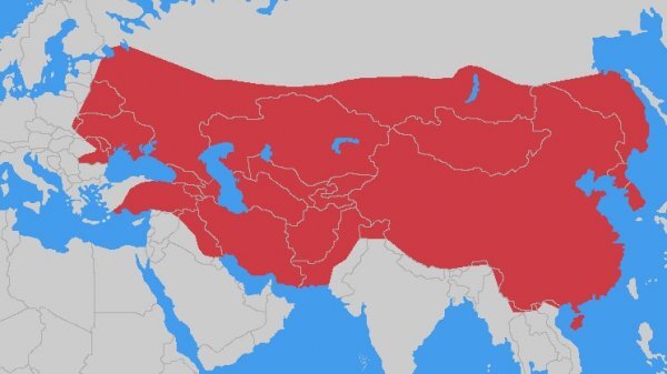 Владения Монгольской империи с вассальными территориями на пике могущества. Картинка из открытых источников.