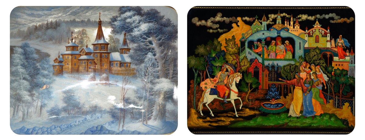 Федоскинская и Палехская лаковые миниатюры