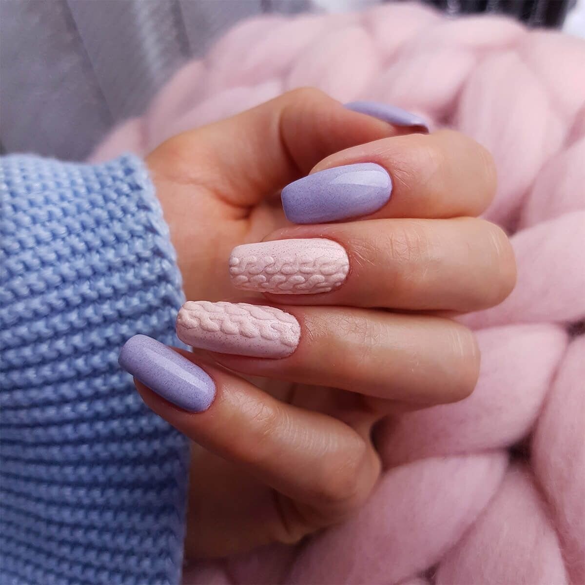 Зимний дизайн ногтей - лепка Вязка | Lovely Nails