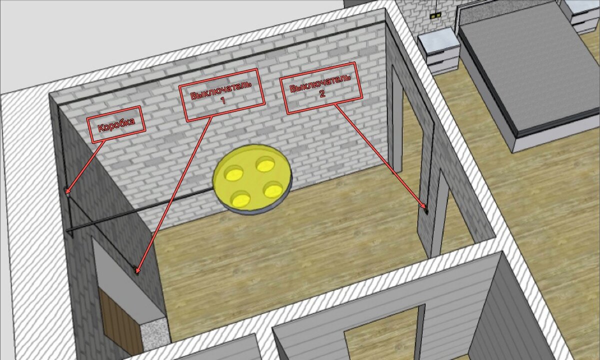 Проходные выключатели в квартире-принцип работы в 3D схеме. | Ремонт+ | Дзен
