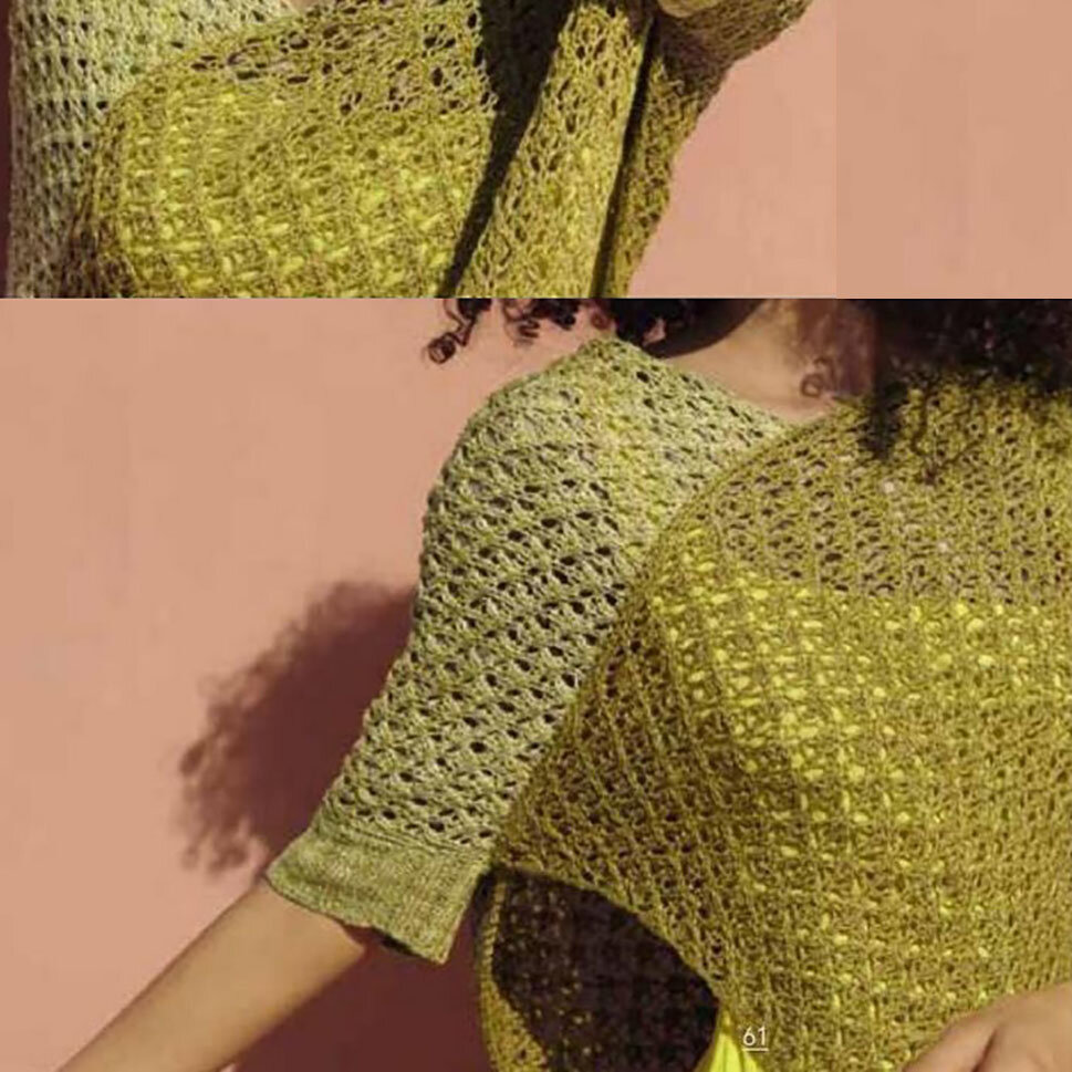 Кликните на стрелочку справа - и вы увидите выкройку и схему к этой модели