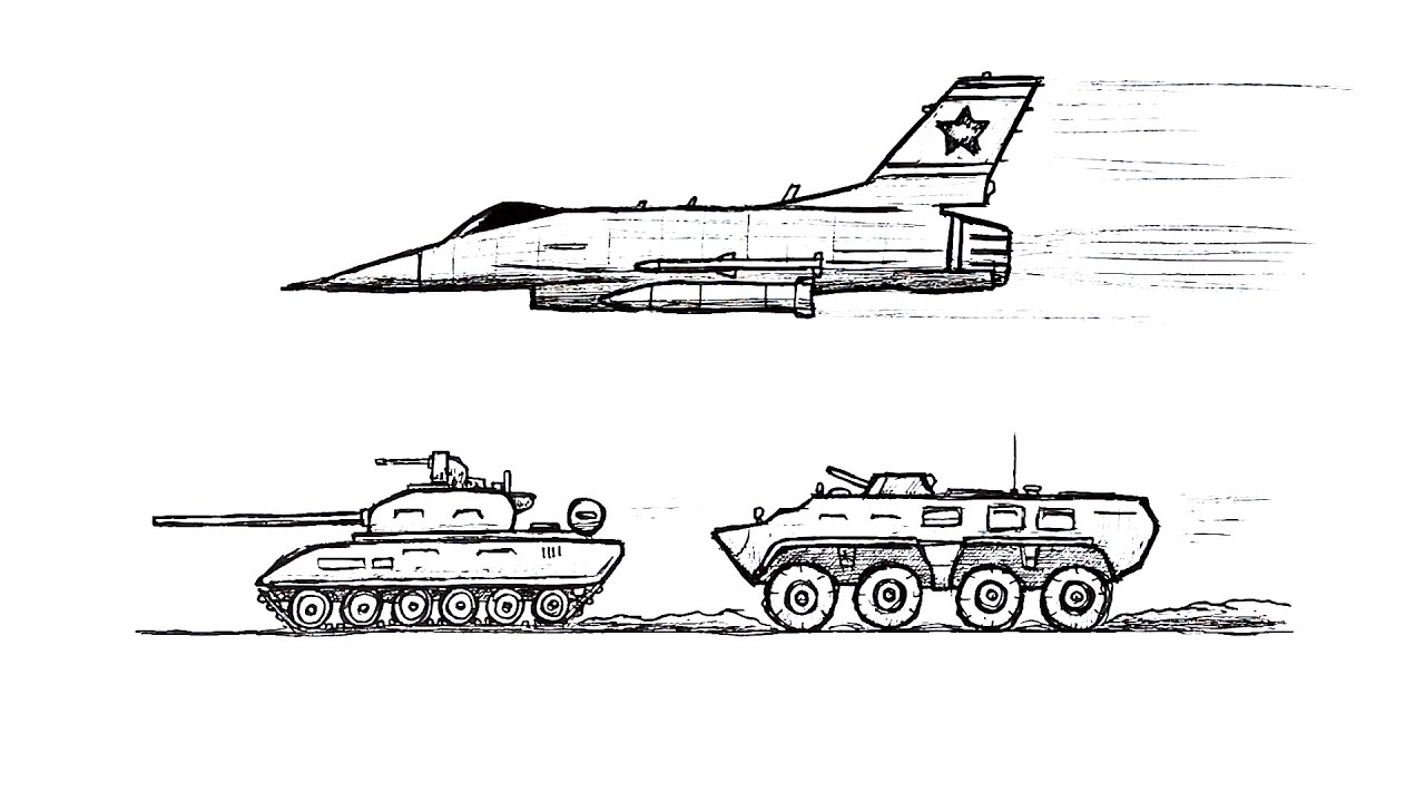 Как нарисовать военный самолет-истребитель