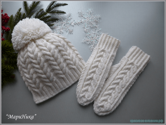 Варежки спицами