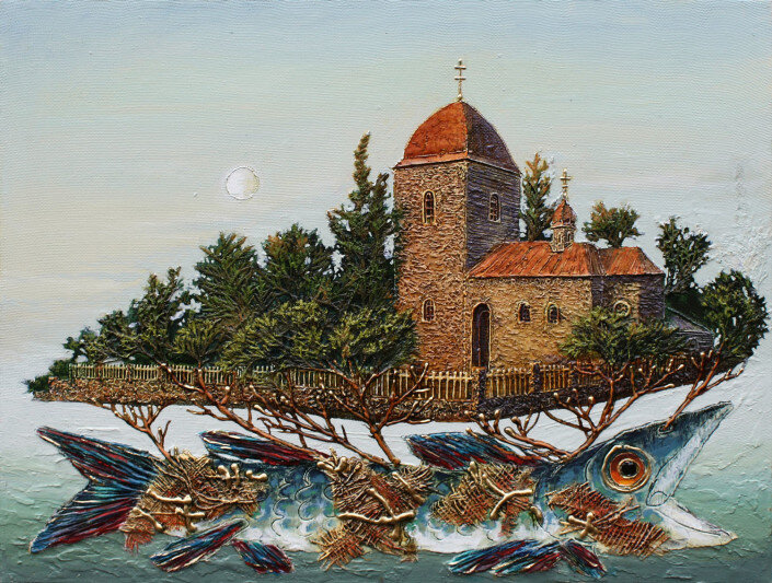 © Александр Гуменчук.  Храм на воде. 705x533см
