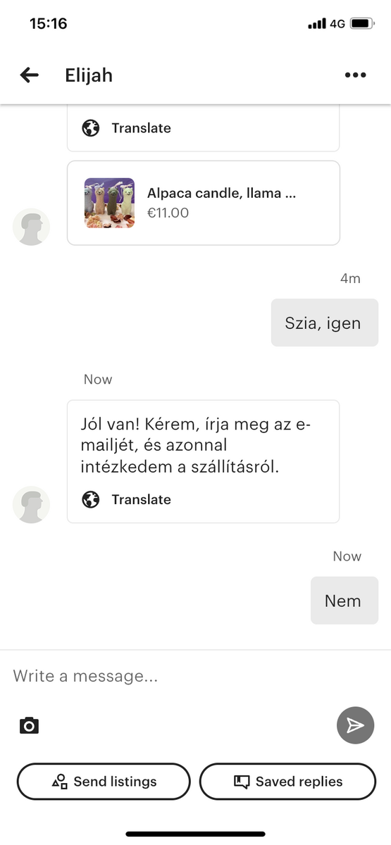 после того, как я сказала, что не дам свой имейл, человек пропал