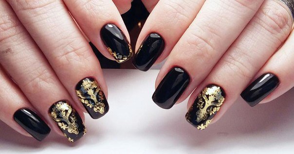 Черно-золотой маникюр: + идей шикарного дизайна | Trendy nails, Nail art designs, Luxury nails