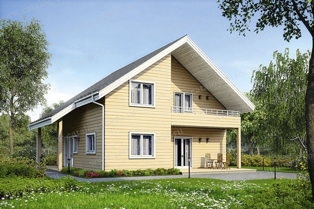 Проект двухэтажного деревянного дома с мансардой № 13-00 в современном стиле