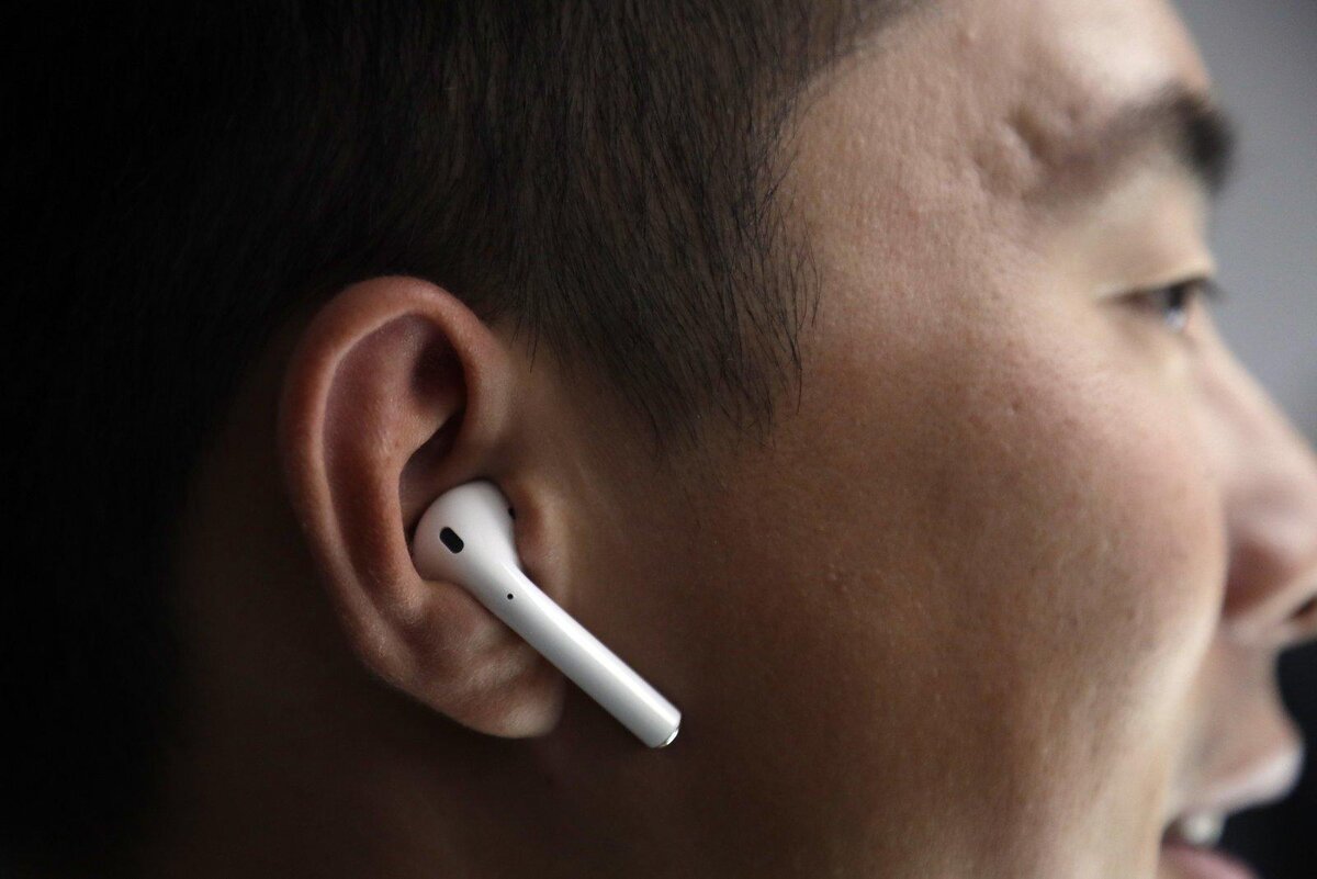 The new Apple AirPods are demonstrated during an event to announce new products on Wednesday, Sept. 7, 2016, in San Francisco. (AP Photo/Marcio Jose Sanchez)