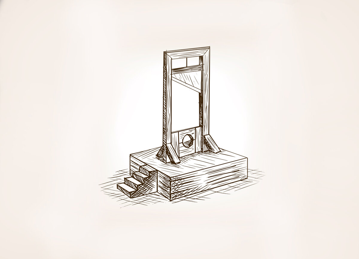 Рисуем гильотину. Guillotine with Town Square vector Art.