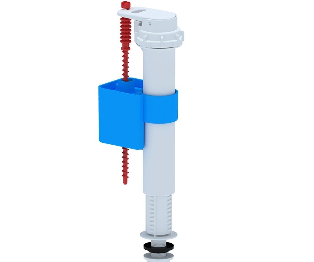 Впускной механизм бачка с нижним подводом. Винт регулировки красный и с резьбой.