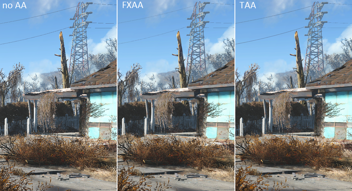 Какое сглаживание лучше fxaa или taa. TAA vs FXAA Fallout 4. FXAA SMAA TAA. FXAA или SMAA TAA. TAA сглаживание.