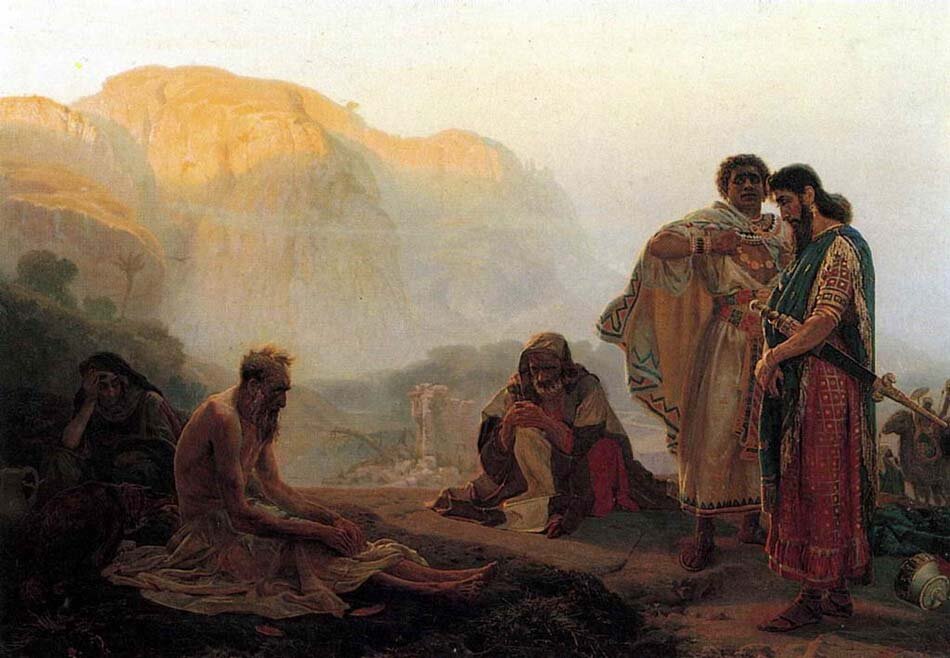 Иов Многострадальный на куче пепла.