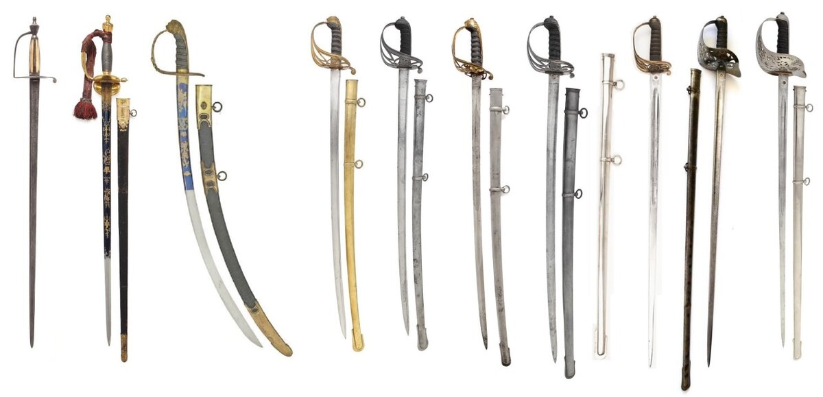 Британские офицерские уставные пехотные шпаги и сабли  обр. 1786, 1796, 1803, 1822, 1827, 1845, 1827/45, 1892, 1895, 1897 годов (фото victorian Sword).
