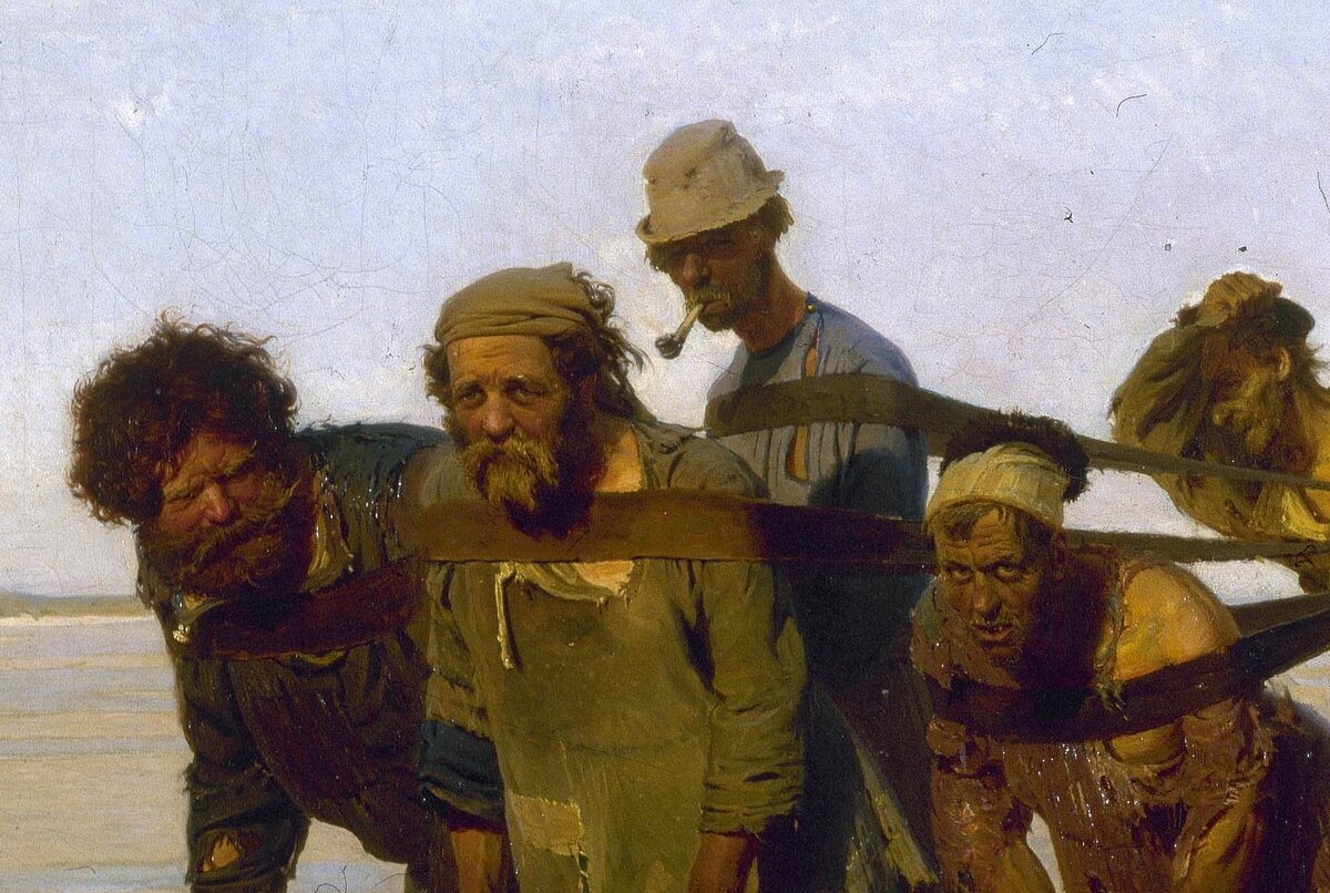 Картина где люди тащат корабль
