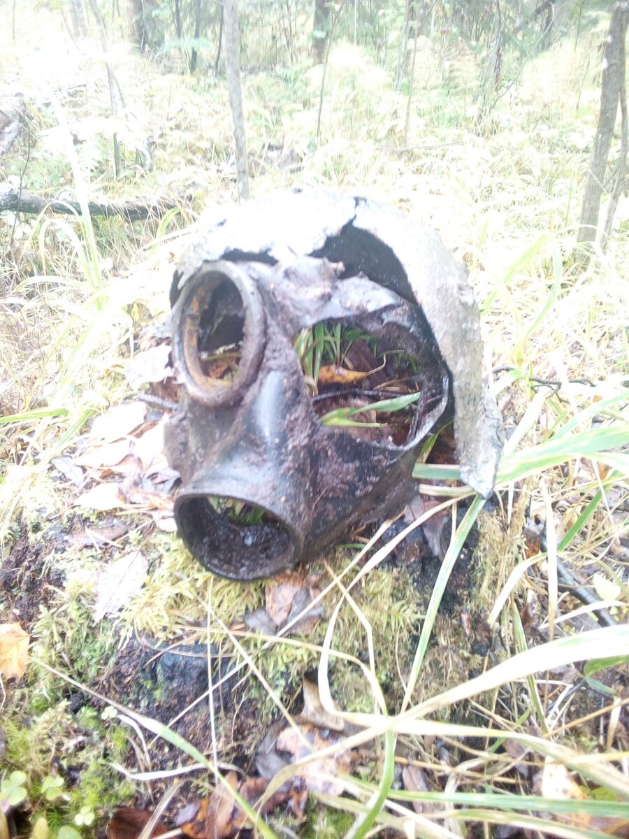 Газмаска и стальной шлем вермахта.