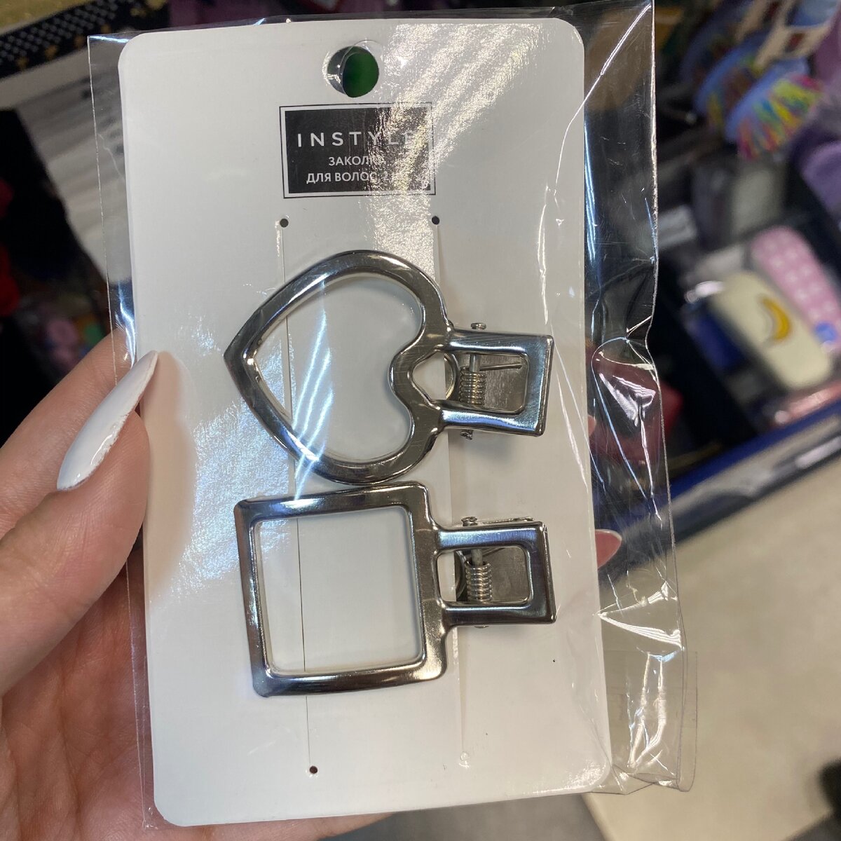 Заколочки сердечки и квадрат. 