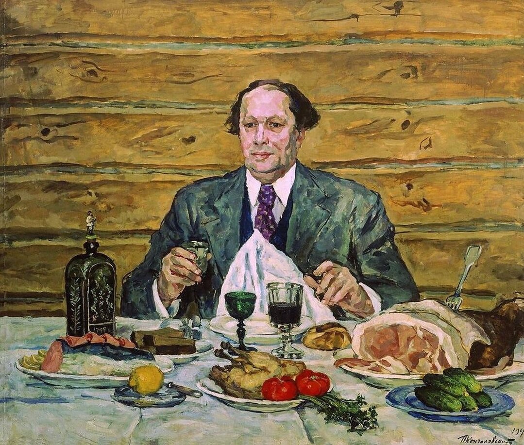Петр Кончаловский. "А. Н. Толстой в гостях у художника". 1941