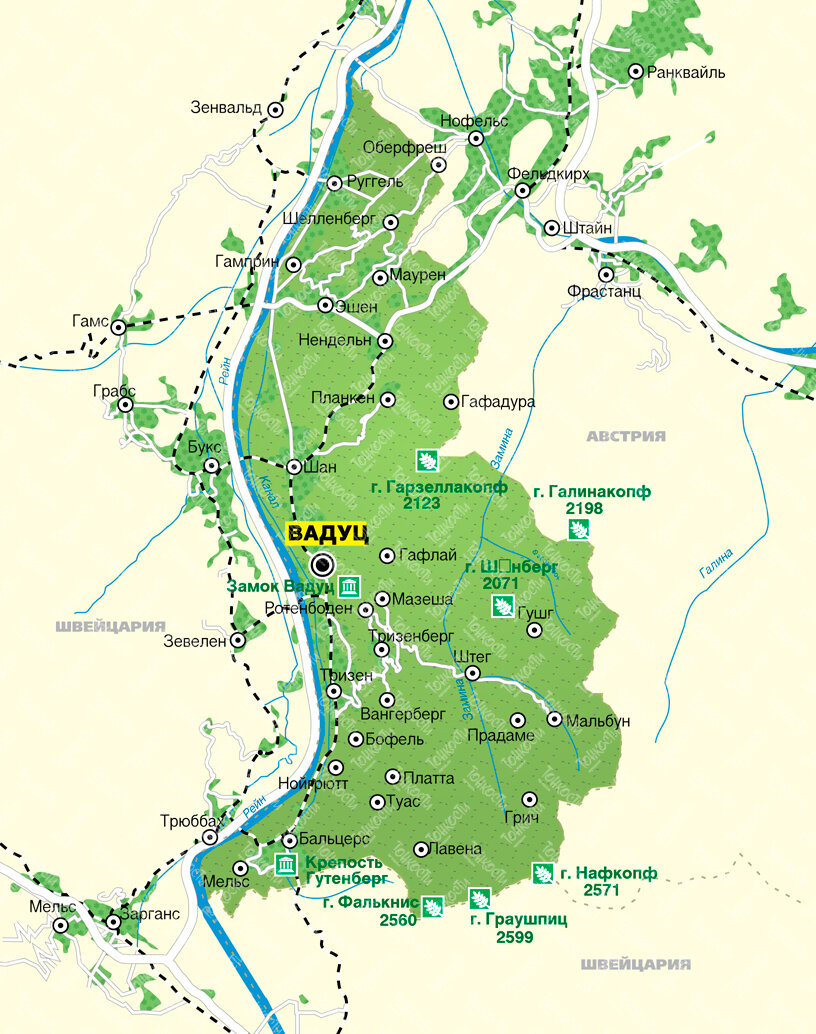 Карта Княжества Лихтенштейна