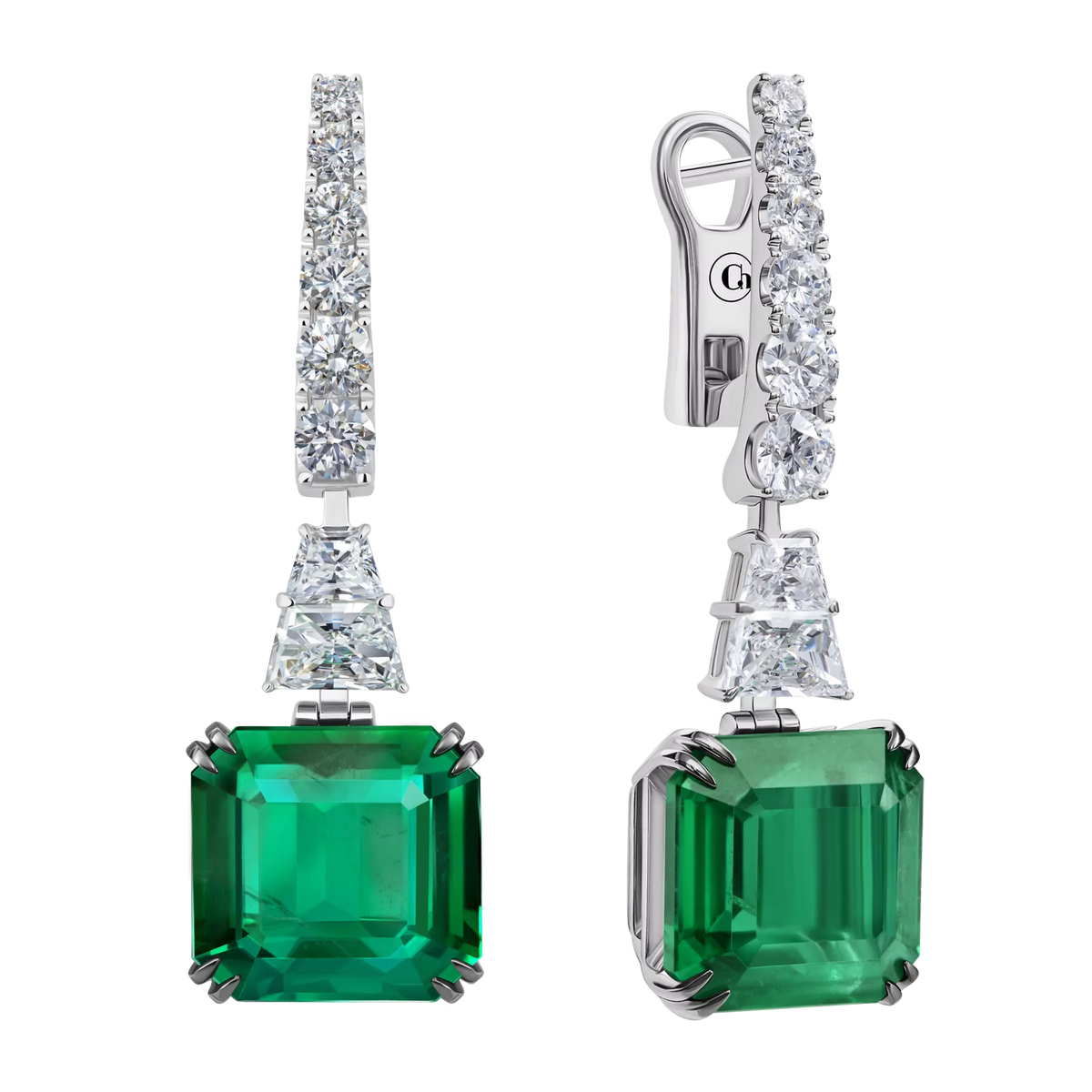 Серьги из коллекции CHAMOVSKIKH Royal Jewellery, 2 изумруда огранка «октагон» 22,02 ct, CHAMOVSKIKH