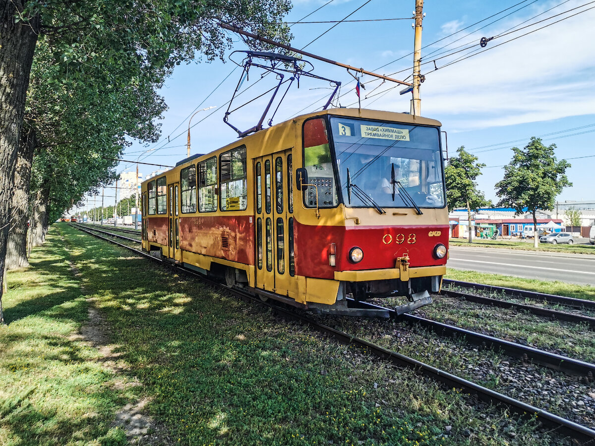 Трамвай 098 Tatra T6B5SU на маршруте № 3. Комсомольская улица.