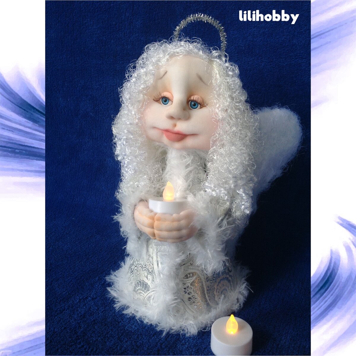 Ангел Хранитель со свечей кукла ночник ( в серебряном). Автор Лилия Кротова lilihobby