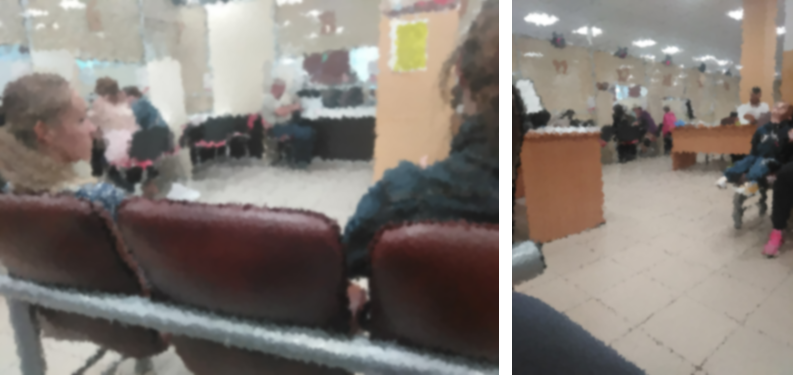 Сам зал МФЦ чем-то напоминает вокзал: специальные ряды кресел, дети смотрят Фиксиков с телефонов родителей. Женский программный голос объявляет талоны. Сзади сидящие соседки по очереди сетуют на то какие люди все вокруг невоспитанные 