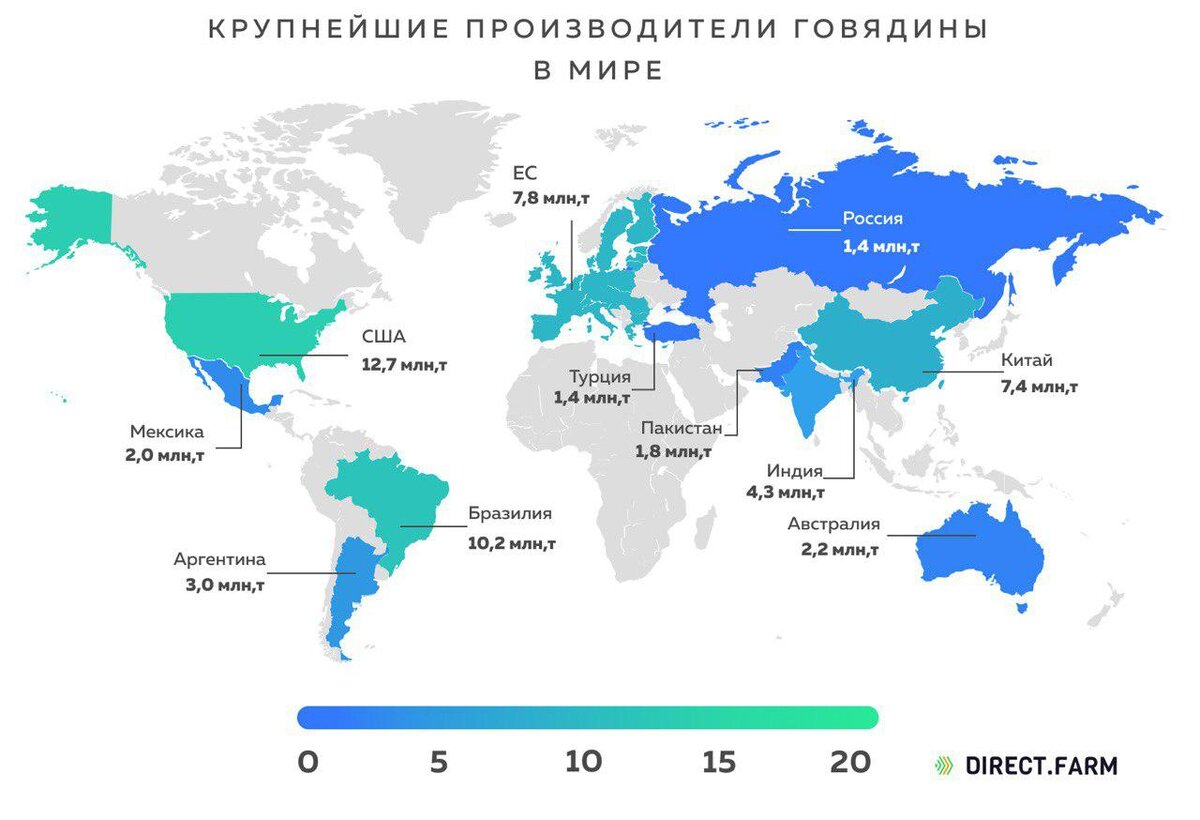 Производство мяса в мире по странам 2019