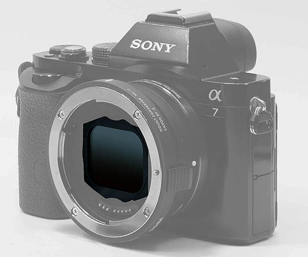 Пример установки светофильтра внутрь адаптера для байонета Sony E