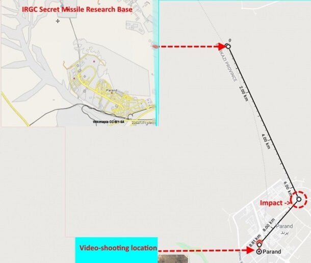 Предположительный запуск ракеты и место, откуда было заснято аматорское видео. Гагл картинки
