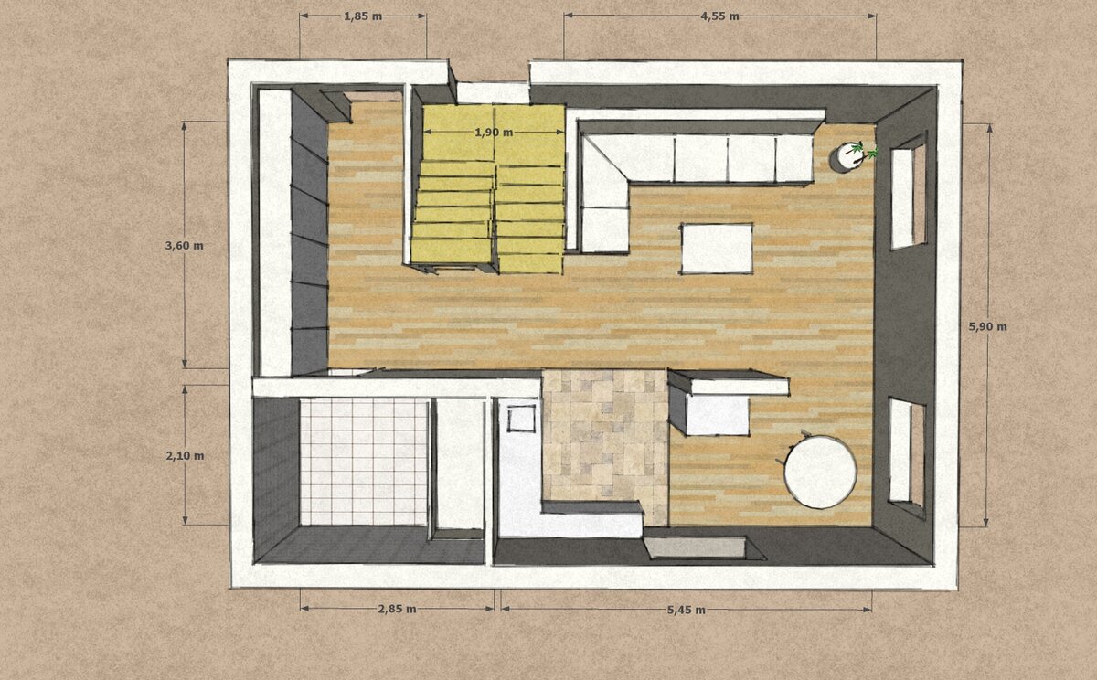 План первого этажа с размерами
