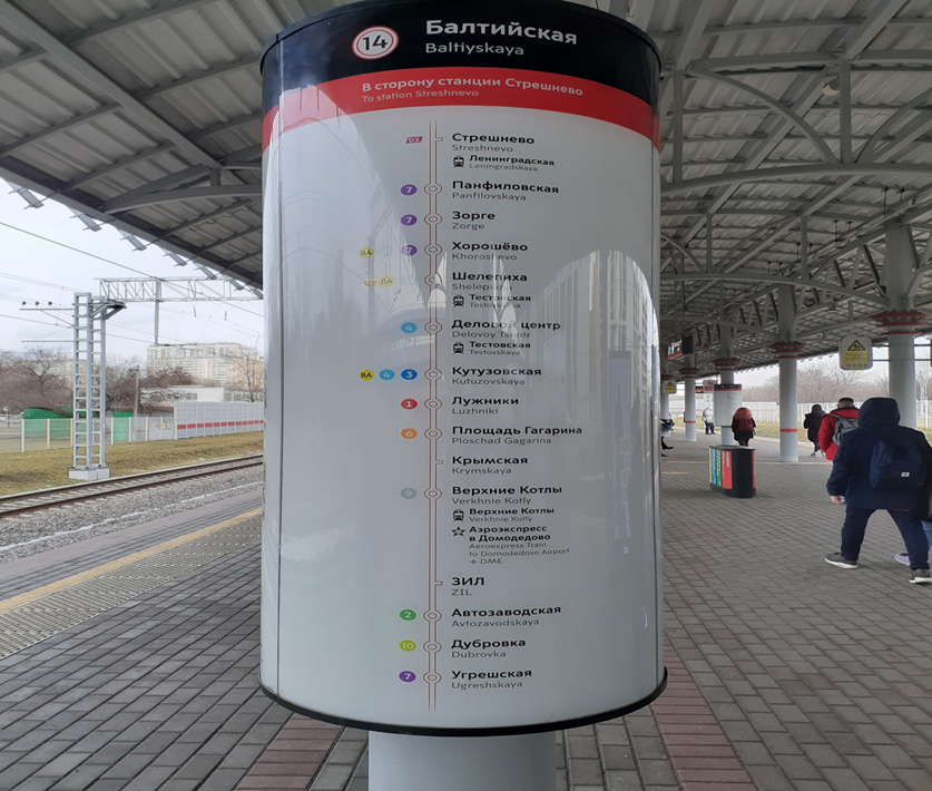 Фото автора. Схема движения по кольцу, размещённая на столбе. 