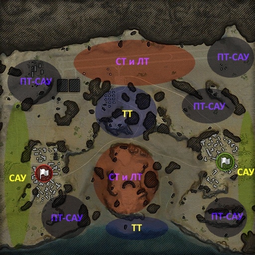 Миникарта примерного расположение разных типов техники на карте аэродром.