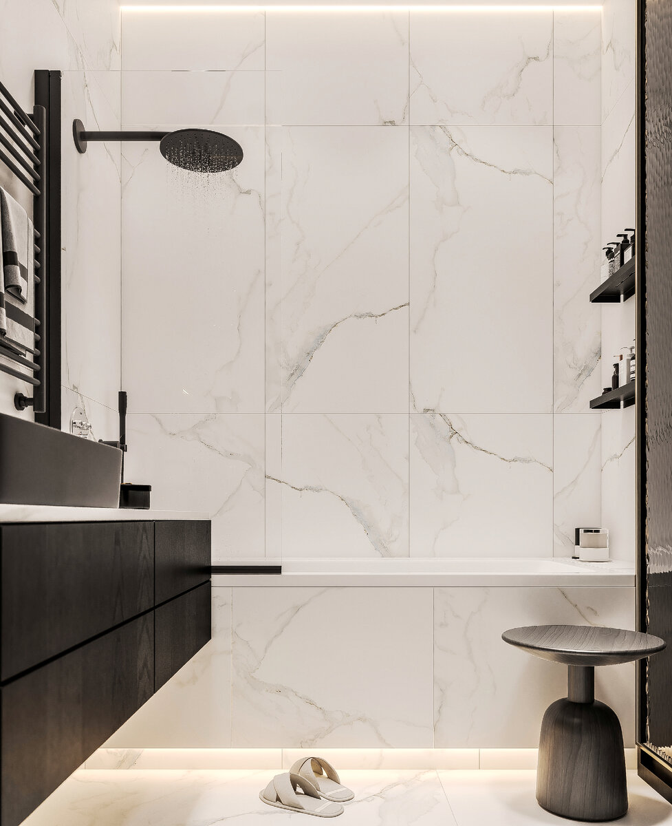 Проект Валерии Кошелевой из студии LK Interiors c керамогранитом из коллекции Iceberg от KERRANOVA