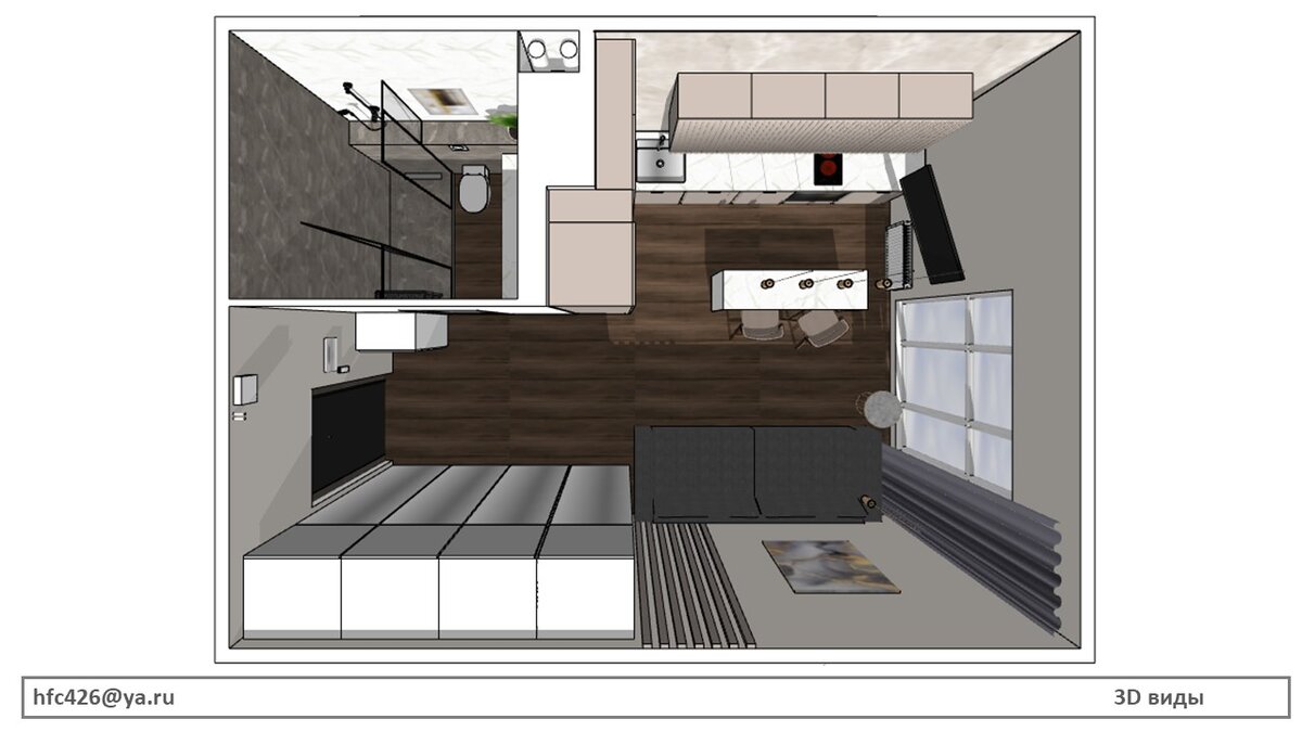 Экспресс-дизайн интерьера. Студия 26кв.м. Стоимость проекта 8500.-