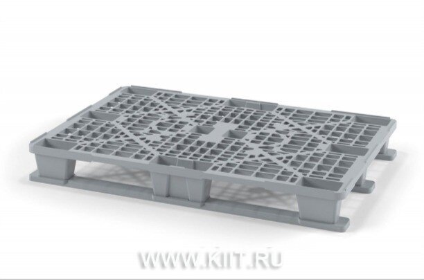 Пластиковый поддон с тремя полозьями iPlast 02.102.С71 1200x800x150 мм перфорированный серый