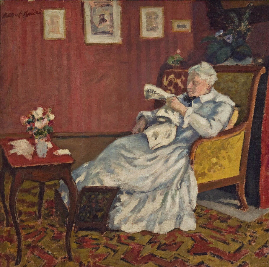 Альбер Андре - Сидящая пожилая леди в белом, 1912 г.