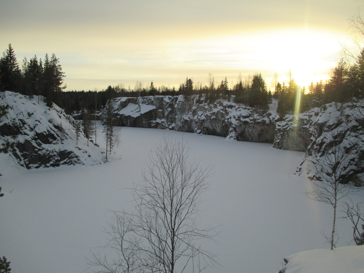 Мраморный каньон Рускеала зимой. Фото из личного архива автора.
