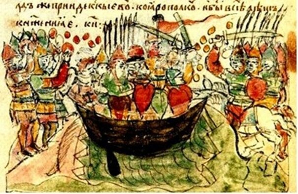 Последний бой Святослава (миниатюра из Радзивиловской летописи)
