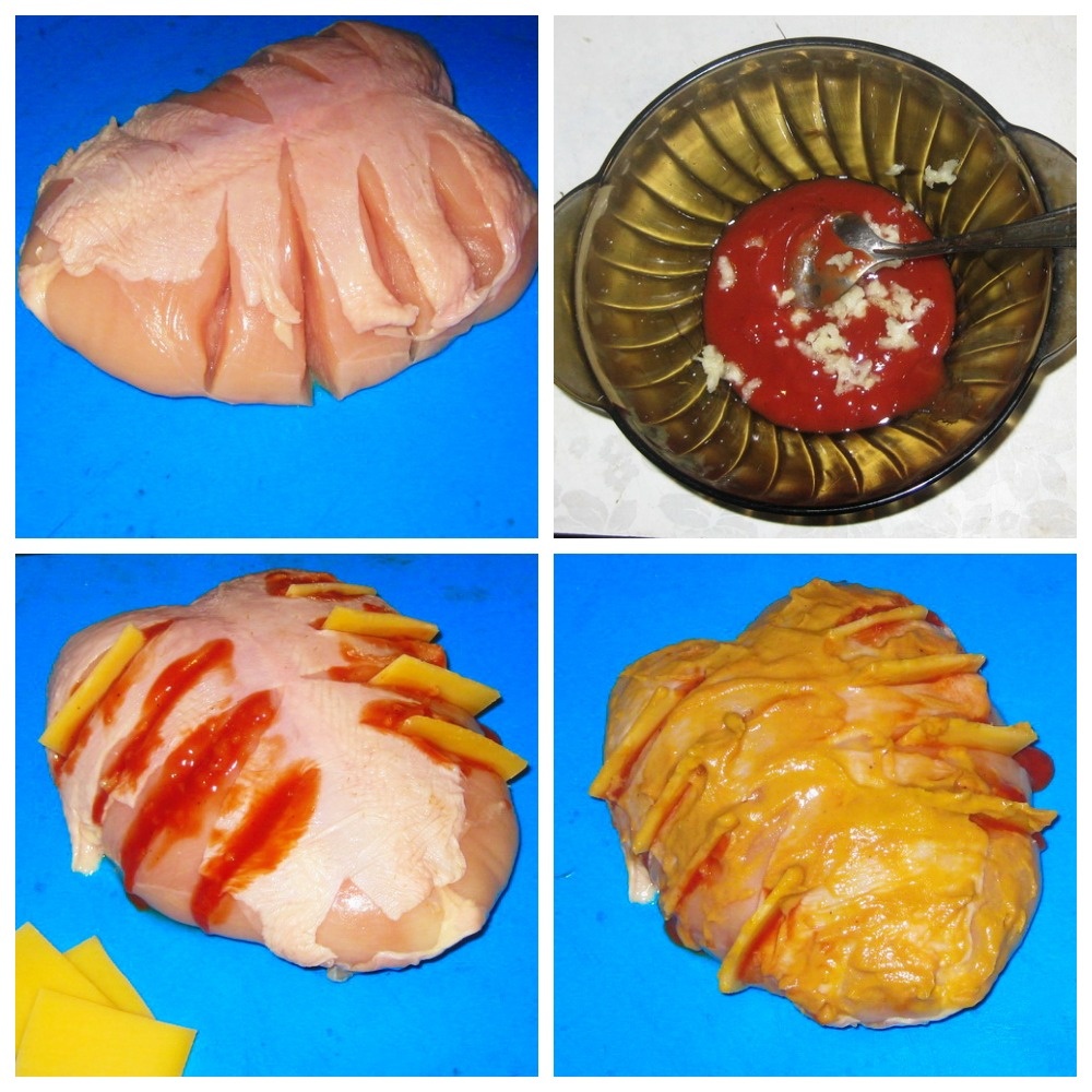 надрезать, вложить и смазать