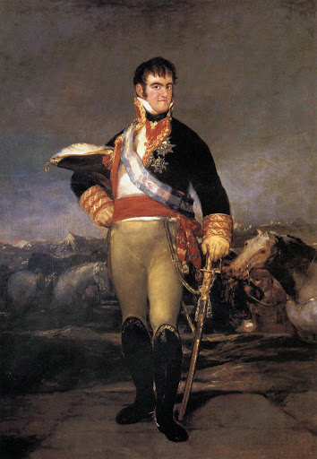 Франсиско Гойя  "Король Фердинанд VII Испанский" около 1814 (Холст, масло. Мадрид, Прадо)