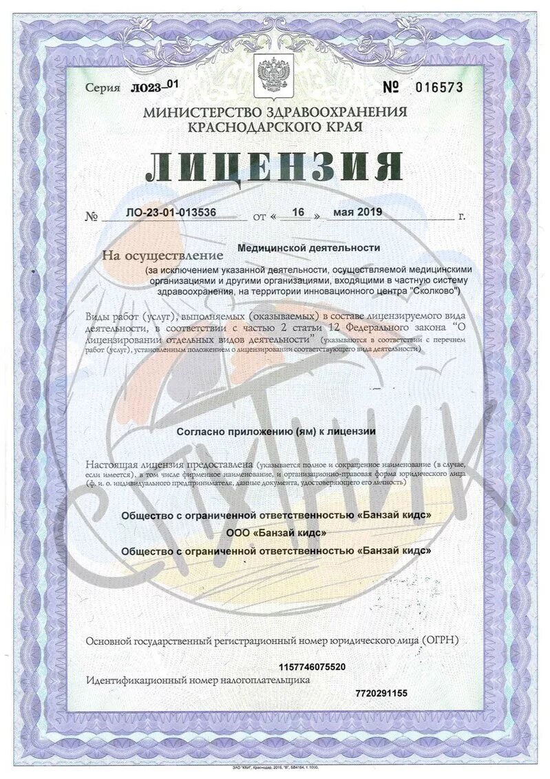 Образец документа (Лицензия ДОК "Спутник")