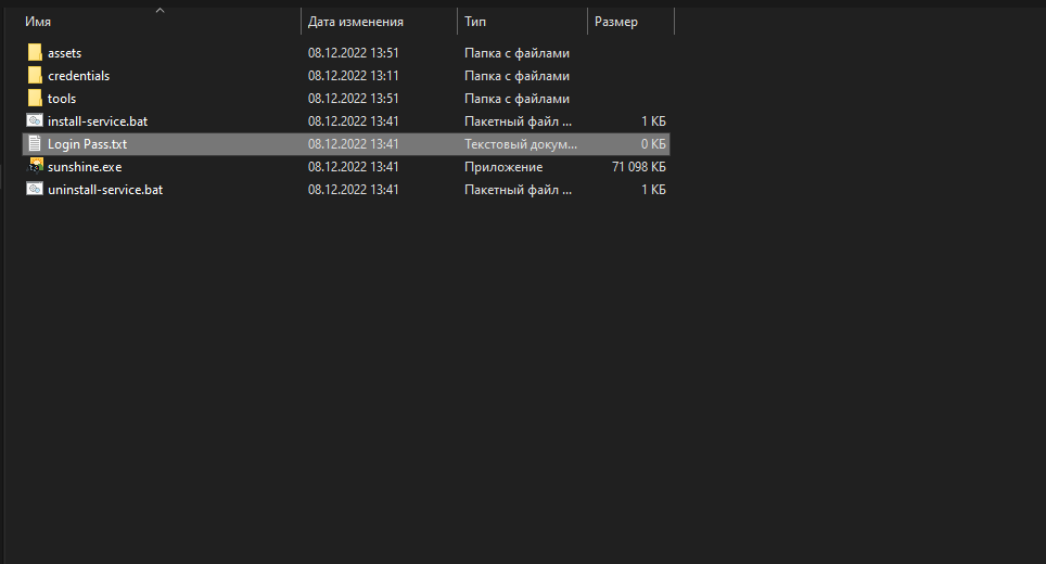 Как выглядит содержимое папки после распаковки и создания текстового файла