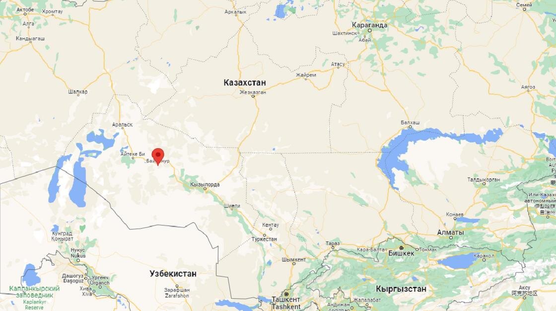   Город Байконур на карте:Google Maps