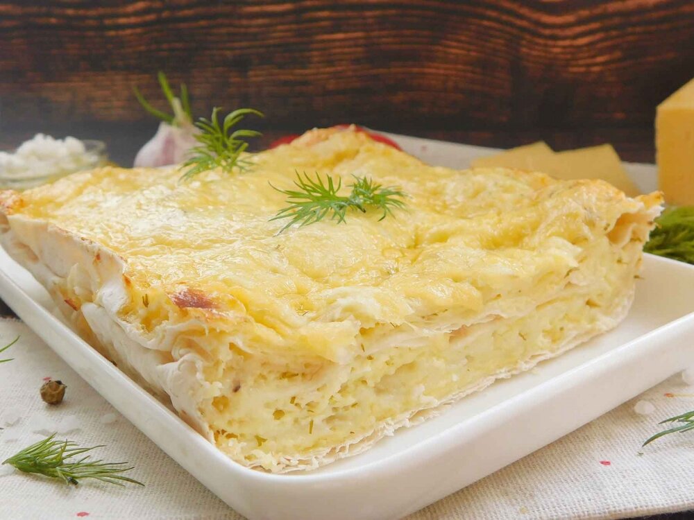 Пирог из лаваша с картошкой и сыром