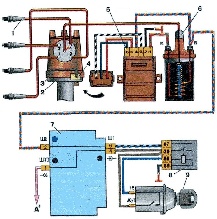 Зажигание автомобиля. Схема системы зажигания БСЗ ВАЗ 2106. Электронная система зажигания ВАЗ 2106. Схема подключения катушки зажигания ВАЗ 2106 бесконтактное. Схема подключения электронного зажигания на ВАЗ 2101.