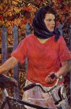 "Колхозница на велосипеде"  Дейнека А. 1935 г
